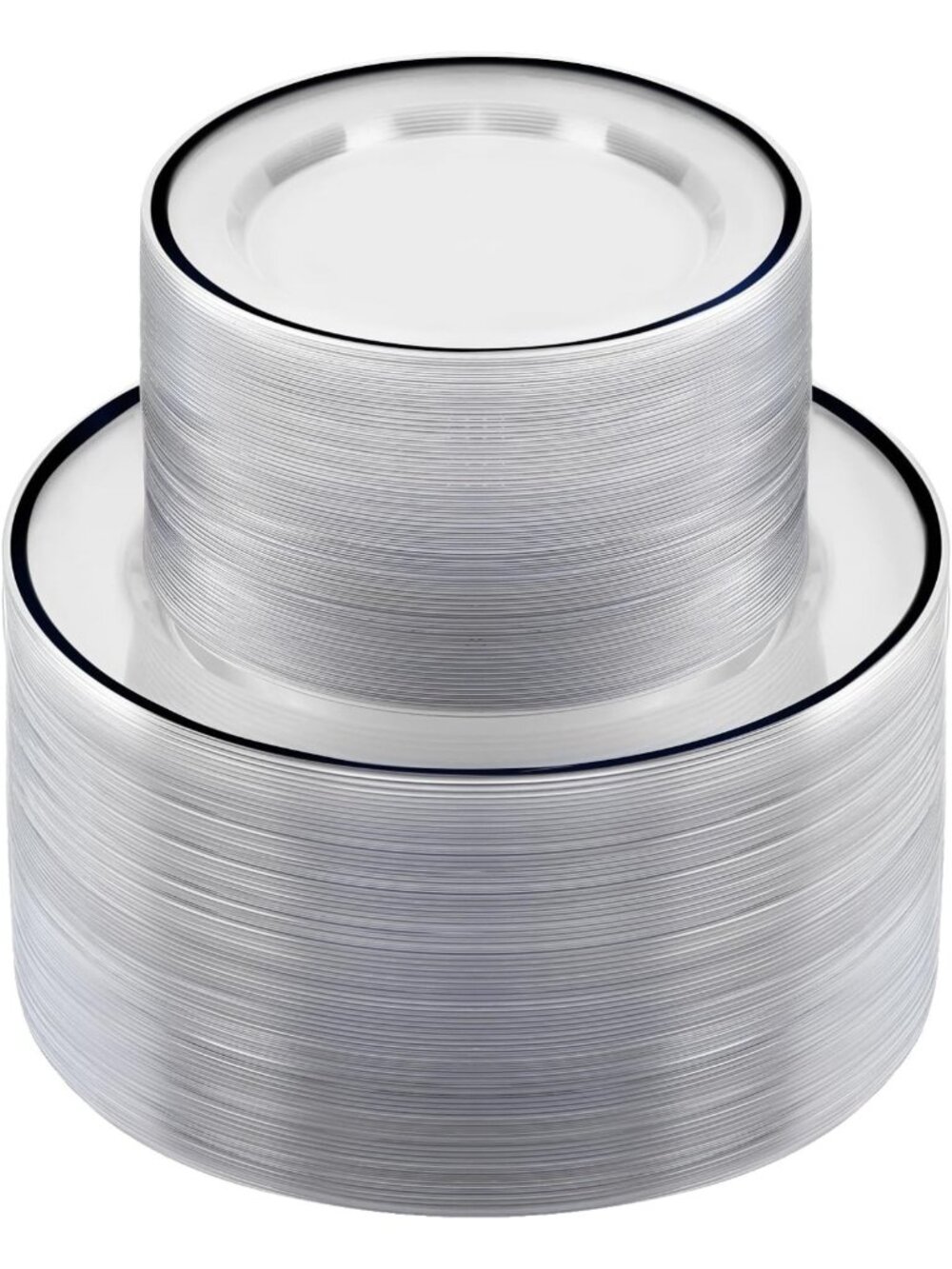 200PCS Black & Clear Disposable Plastic Plates Set - Elegant Party Tableware